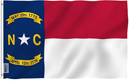 Anley Fly Breeze 3x5 Fuß North Carolina State Polyester Flagge - Lebendige Farbe und UV-beständig - Canvas Header und doppelt genäht - North Carolina NC Flags mit Messingösen 3 X 5 Ft