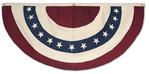 Beistle Americana Fabric Bunting Red, White & Blue Memorial Day & 4th of July Decorations, Stars & Stripes Patriotic Themed Party Supplies, 24” x 48”