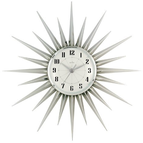 Acctim Sunburst Wall Clock, Silver, 43 cm l x 43 cm w