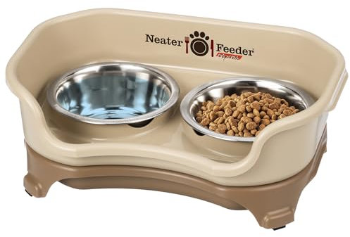 Neater Feeder Express Elevated Dog Bowls – Dog Bowls with Stand - Stainless Steel Food and Water Bowls – Raised Dog Bowl Set for Small Dogs, Cappuccino