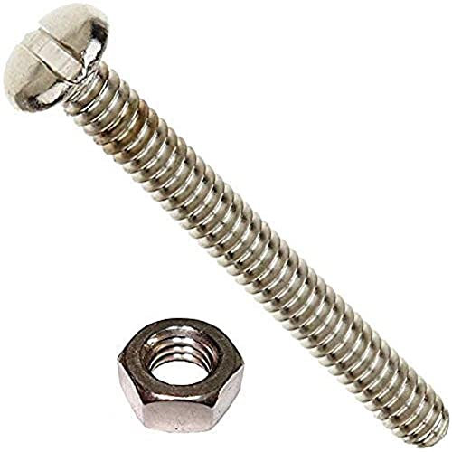 Merriway BH03479 (40 Pcs) Slotted Pan Head Machine Screws with Nuts, M4 x 50mm (5/32 inch x 2 inch) Bright Zinc Plated - Pack of 40 Pieces