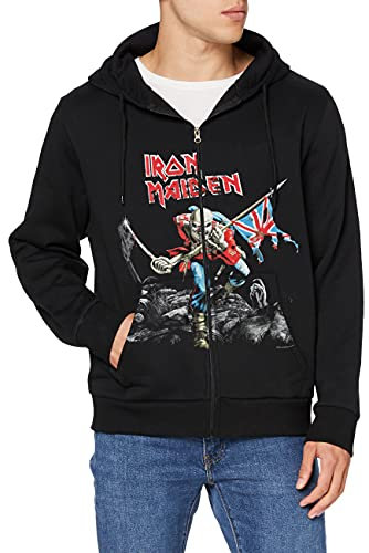 Iron Maiden Men's Scuffed Trooper Zipped Hood Hoodie, Black, Medium