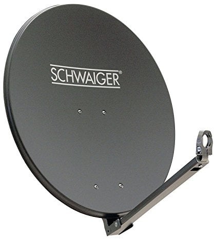SCHWAIGER Satellitenschüssel Stahl 80 cm Offset SAT Antenne 38,5 dB Empfangsleistung mit LNB Tragarm Kabelführung Multifeed geeignet vormontiert wetterfest Profi Reflektor anthrazit 74,5 x 84,5 cm