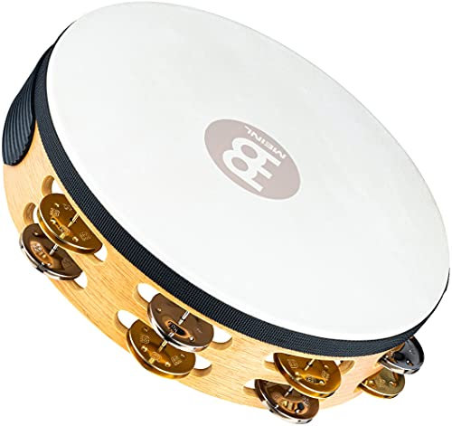 Meinl Percussion Traditional Headed Tambourine - Mit Ziegenfell - Durchmesser 10 Zoll - Siam Eiche / Stahl und Messing, Natur (TAH2M-SNT)