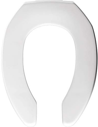 BEMIS 2155SSCT Commercial Open Front Plastic Toilet Seat, Heavy Duty Industrial No Slam Seat without Lid, Secure Installation, Made in USA, Elongated, White