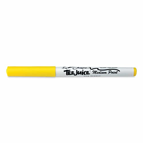 Jacquard Tee-Juice Yellow Fabric Marker Pen, Permanent Textile Ink for Customising T-Shirts, No Bleed Art Craft Projects on Clothing, Medium Point