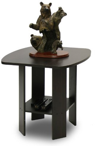 Furinno Design Simple Table d'Appoint de Chevet avec Tiroir Poubelle, Expresso