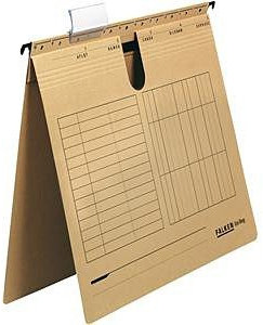 Faxland 25x Hängehefter m. Heftung A4, Naturbraun, Chamois, mit Sichtreiter, Organisationsaufdruck, Hängemappe Abheftung