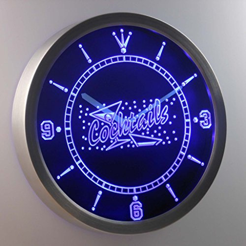 ADVPRO nc0275-b Open Cocktails Bar Pub Club Neon Sign LED Wall Clock Uhr Leuchtuhr/Leuchtende Wanduhr