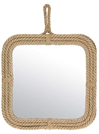 Stonebriar Kleiner quadratischer Seilspiegel für Wand, leicht, rustikale Dekoration, Hellbraun