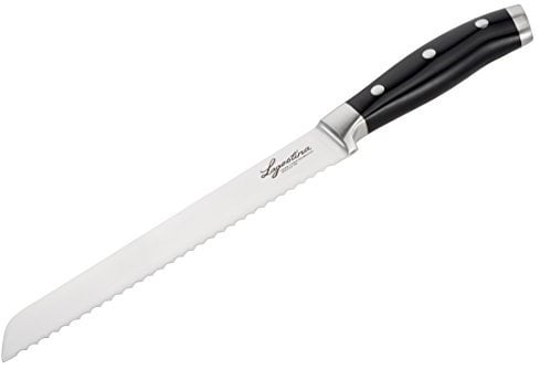 Lagostina Coltello per Pane con Lama Forgiata Seghettata 20 cm, Coltello da Cucina in Acciaio Inox 18/10 con Impugnatura Ergonomica, per Pane, Dolci e Prodotti da Forno, Lavabile in Lavastoviglie