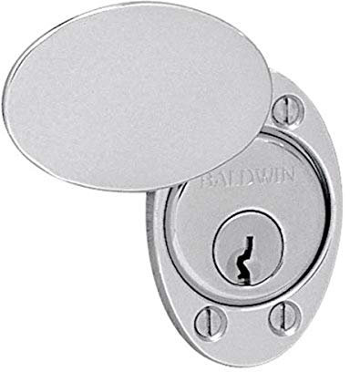 Baldwin 6755 Oval Cylinder Lock Cover Plate, Polished Chrome