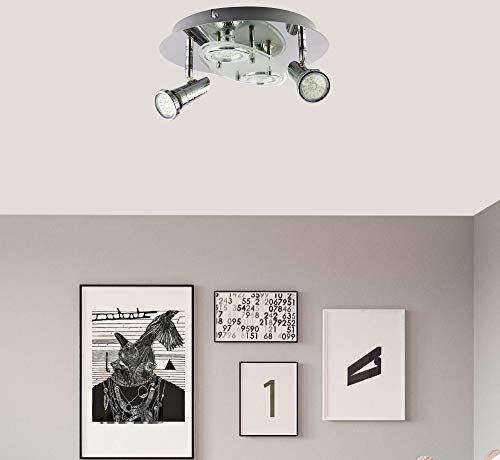 Trango 4-flammig 3088-5W LED Deckenleuchte *ELLA* inkl. 4x 5 Watt GU10 LED Leuchtmittel in Rund Chrom-Optik I Deckenlampe I Deckenstrahler I Deckenspots I Wohnzimmer Lampe schwenkbar und drehbar