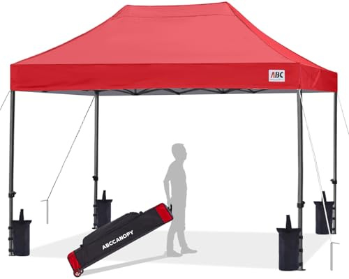 ABCCANOPY Pavillon 3x4.5 Wasserdicht Faltpavillon Pop-up,UV+,Rot