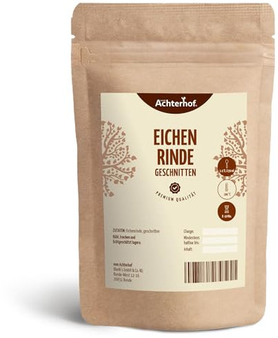 Eichenrinde 500g | Eichenrinde getrocknet und geschnitten | ideal für Sitz- oder Fußbäder, Wickel/Umschläge oder auch als Tee| naturrein | vom Achterhof