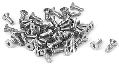 sourcing map 50 Stück M2 x 6mm Senkkopfschrauben Innensechskant flach mit Senkkopf Schrauben Schraube