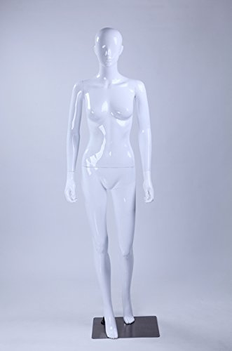 Eurohandisplay LF1-B Frau stehend schöne abstrakte Weiß Glanz lackierte Schaufensterpuppe Neu Weiblich Feminin Schick Modern Nase und Mund geformt (Stehend LF1-B)