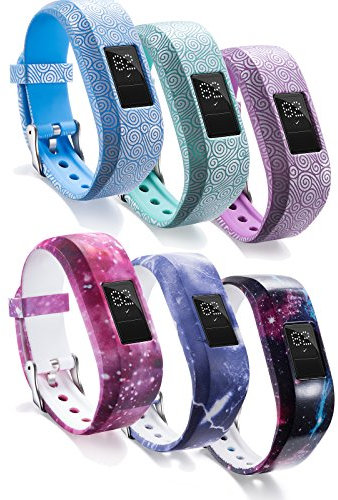 Ruentech Kinder-Ersatzarmband für Garmin Vivofit Jr. 2, Kinder-Fitnessarmband, in Kinder-Größe, verstellbar, gemustert, aus Silikon