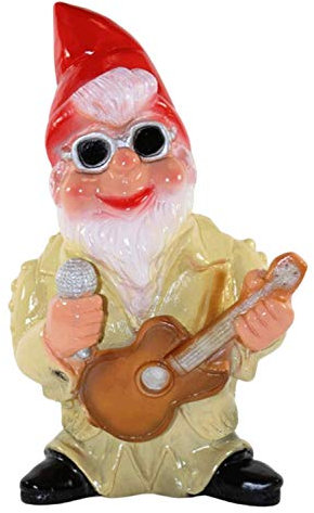 RAKSO Gartenzwerg Garten Zwerg aus Kunststoff mit Gitarre und Brille Höhe 30 cm