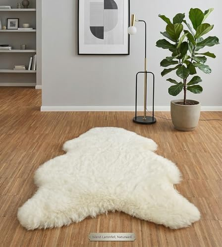 Island Lammfell Creme Weiß Kurzwollig 100 x 60 cm Schaffell Teppich | Ökologische Gerbung