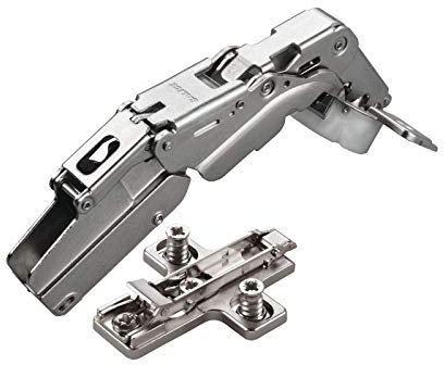 2 x Salice Topfband 155° Serie 200 mit Dämpfer im Topf Bohrbild T45 Innenanschlag mit Kreuz-Montageplatte Höhe 6 mm mit vormontierten Euroschrauben, Exzenterverstellung Topfscharnier von SO-TECH®