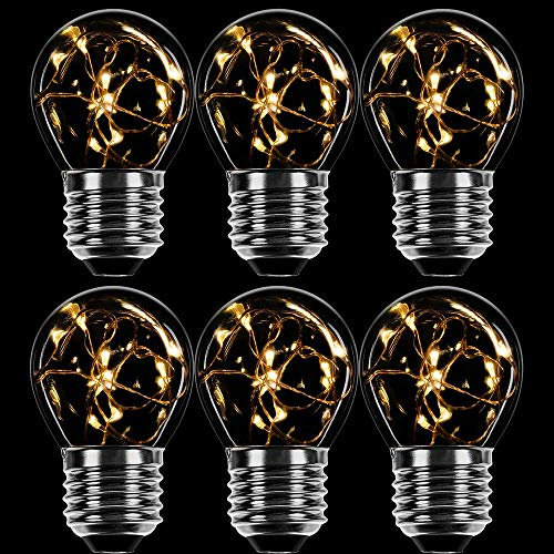 NCC-Licht 6 x LED Deko Leuchtmittel Kupferkabel Tropfen 1W = 7W E27 klar extra warmweiß 2200K
