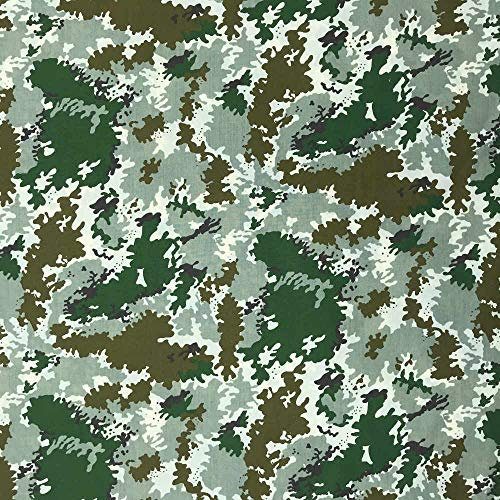 Bedruckter Popelin-Stoff Meterware - 150cm Breite - Länge wählbar 50 in 50cm - für Dekoration und Kleidung | Camouflage - Grün / Braun