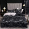 Boqingzhu Bettwäsche 220x240 cm Marmor Optik Schwarz Weiß Bettwäsche Set Microfaser 3 Teilig Wendebettwäsche Doppelbett Bettbezug und 2 Kissenbezüge 80×80cm mit Reißverschluss