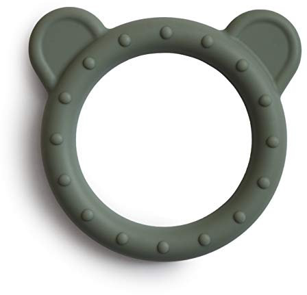 Mushie Beißring für Babys aus BPA-frei Silikon | Fördert Sehsinn & Motorik Baby | Zahnen Nursing Zubehör | Sichere & Hochwertige für Kleinkinder Kinder Jungs & Mädchen | Bär Design (Dried Thyme)