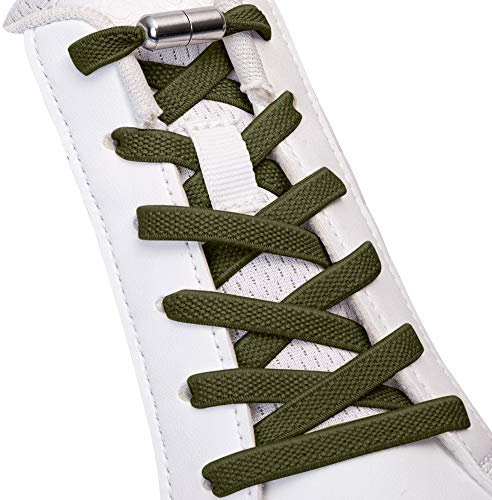 SULPO Cordones elásticos de goma sin atar, planos, con cierre de rosca, verde, Einheitsgröße