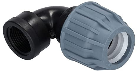 STEMAX-Wassertechnik: PP-Klemmverbinder, Winkel 90° klemm x IG mit V4A Verstärkungsring, PN16, Trinkwasserzertifiziert, DVGW (40mm x 1 ½“)