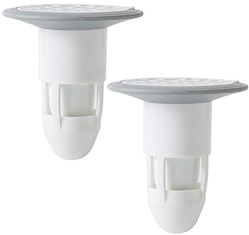 Lot de 2 bouchons de vidange pour sol de douche avec valve anti-refoulement - Blancs