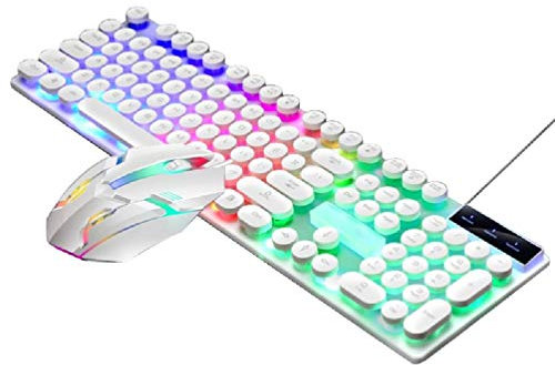 Tastiera Meccanica Retroilluminata a LED USB di Luckyl - Tastiera da Gioco Punk con 104 Tasti, Caratteri UV ad Alta Definizione, Resistente agli Schizzi, Comoda da Usare