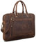 ROYALZ 'Lincoln' Vintage Business Tasche Herren & Damen Leder 15,6 Zoll Laptoptasche - Ledertasche Groß Aktentasche Arbeitstasche Messenger Bag mit Henkel Echtleder, Farbe:Nevada braun