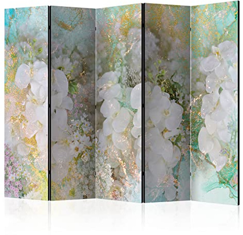 murando - Paravent Raumteiler Blumen, 225x172 cm, 5-teilig, Wohnzimmer