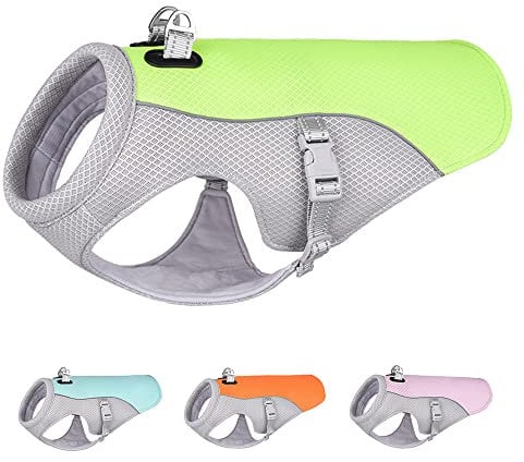 Hund Kühlweste,Mittelgroßen und großen Hunden Cooling Vest,Kühljacke,für Aktivitäten draußen, Wandern, Training,Hitzschlag bei Hunden vorbeugen-grün XL