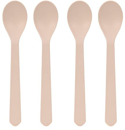 LÄSSIG Kinderbesteck Kinderlöffel Set 4-teilig ohne Melamin, BPA-frei, aus Biokomposit/Spoon Set 4 pcs Geo, powder pink