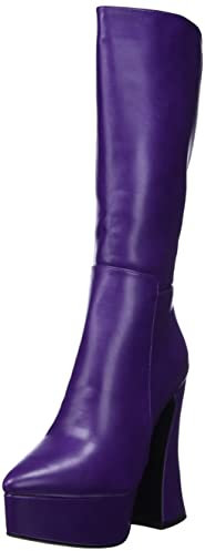 LAMODA Women's Sketchy Mid Calf Boot, Purple PU, 5 UK