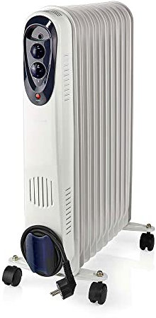 etc-shop Mobiler Heizkörper Ölheizung Radiator Heizgerät mit Rollen, Thermostat Stolperschutz, weiß, 1000W 1500W 2500W, BxHxT 24x62x44 cm