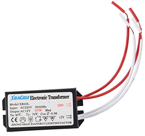Zunedhys Trasformatore Elettronico 220 V - 12 V, 50 W, CE, Per Illuminazione Alogena