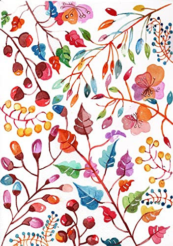 Aquarelle, tableau, sous-verre, feuillages d'automne