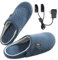 Electric Heated Foot Slippers, Battery Operated Warming Slippers Electric Heated Foot Warmers for Men and Women Foot Comfortable Warming Slippers with 3.7v 2600mah Lithium Batte(Size:45-46,Color:Blue)