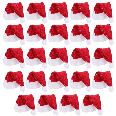 CLISPEED 24 Pcs Mini Weihnachtsmützen Mini Weihnachtsschals, Kleine Weihnachtsmützen Santa Hut Schal Besteckhalter Weihnachten Weihnachtsdeko Bestecktasche Tischdeko