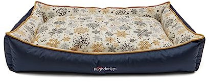 sugodesign Hundebett Wasserabweisend aus Baumwoll-Polyester - Hundekörbchen mit herausnehmbaren Kissen und praktischer Tragetasche - 7 Motive - 3 Größen (S/M, L, XL) (grau-Gold, XL)