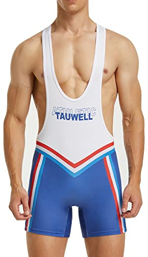 FEOYA Herren Wrestling Singuletts Bequem Einteilig Wrestling Singlet Gym Ärmellose Boxer Slips Workout Sport Bodysuit Aktives Training Wrestling Trikot Gewichtheben Jumpsuits A-Weiß L