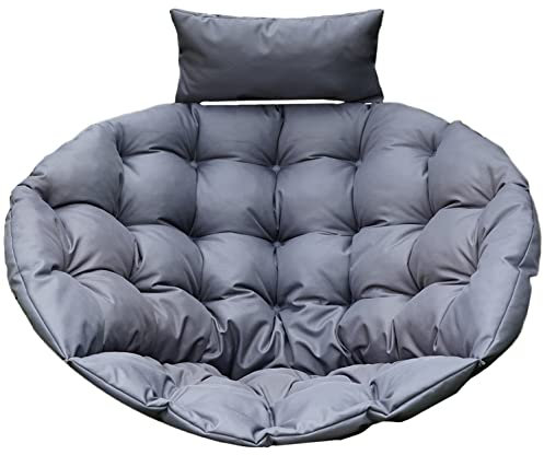 Hängesessel Kissen Polster Auflage für Hängeschaukel Sitzauflage für Hängekorb mit Rückenkissen Runde Sitzkissen Indoor Outdoor Dekokissen für Patio Hängekorb Stuhlkissen XXL 110cm + 2Kissen (grau)