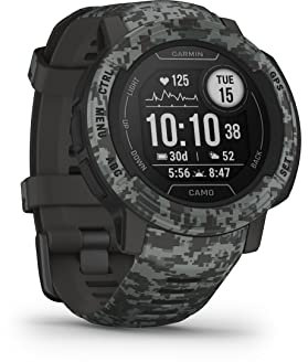Garmin Instinct 2 Camo, Reloj Inteligente con GPS Resistente al Agua, Funciones Deportivas, Pulsioximetría, Puntuación de Sueño y Notificaciones del Smartphone, Grafito (Reacondicionado)