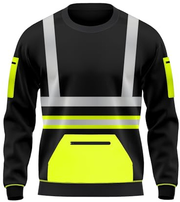 trending babz New Mens Hi Vis Sweatshirt Contrast 2 Tone High Visibility Pull Over Top Security Workwear Crew Neck Top S/XXL