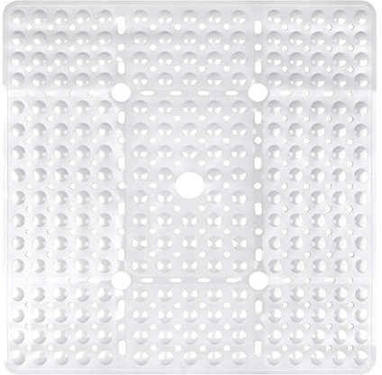 Lurowo Duschmatte rutschfest 70x70cm,Quadratische Badematte rutschfest mit Saugnäpfen, Badewannenmatten BPA frei, latexfrei,Antirutschmatte für Dusche oder Badewanne Maschinenwaschbar (Weiß)