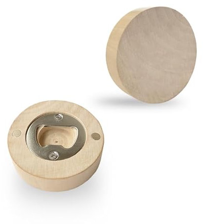 Lotdevin - Ouvre-bouteille bois aimant frigo - Décapsuleur biere original 6.1 x 6.1 cm